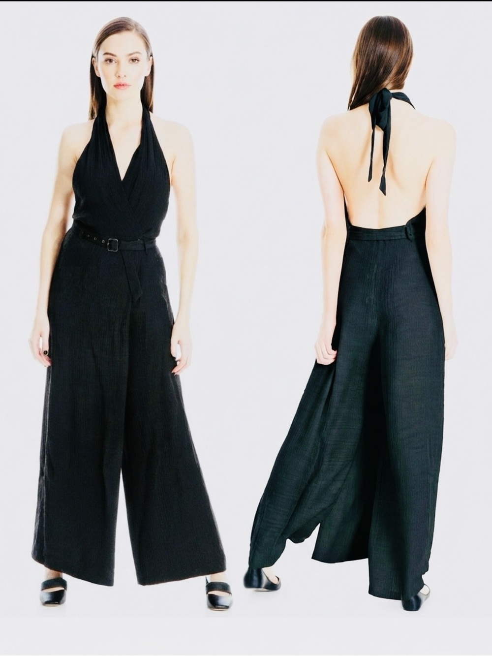 Max Studio Black Halter Wide-Leg Jumpsuit. Size Xl.NWT.